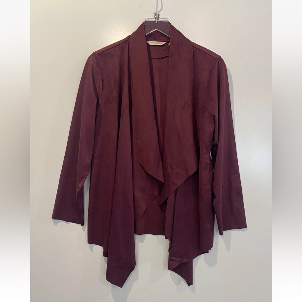 Soft Surroundings‎ Shape Drape Burgundy Suede Jacket Purple Wine Womens PXL - Picture 2 of 5
